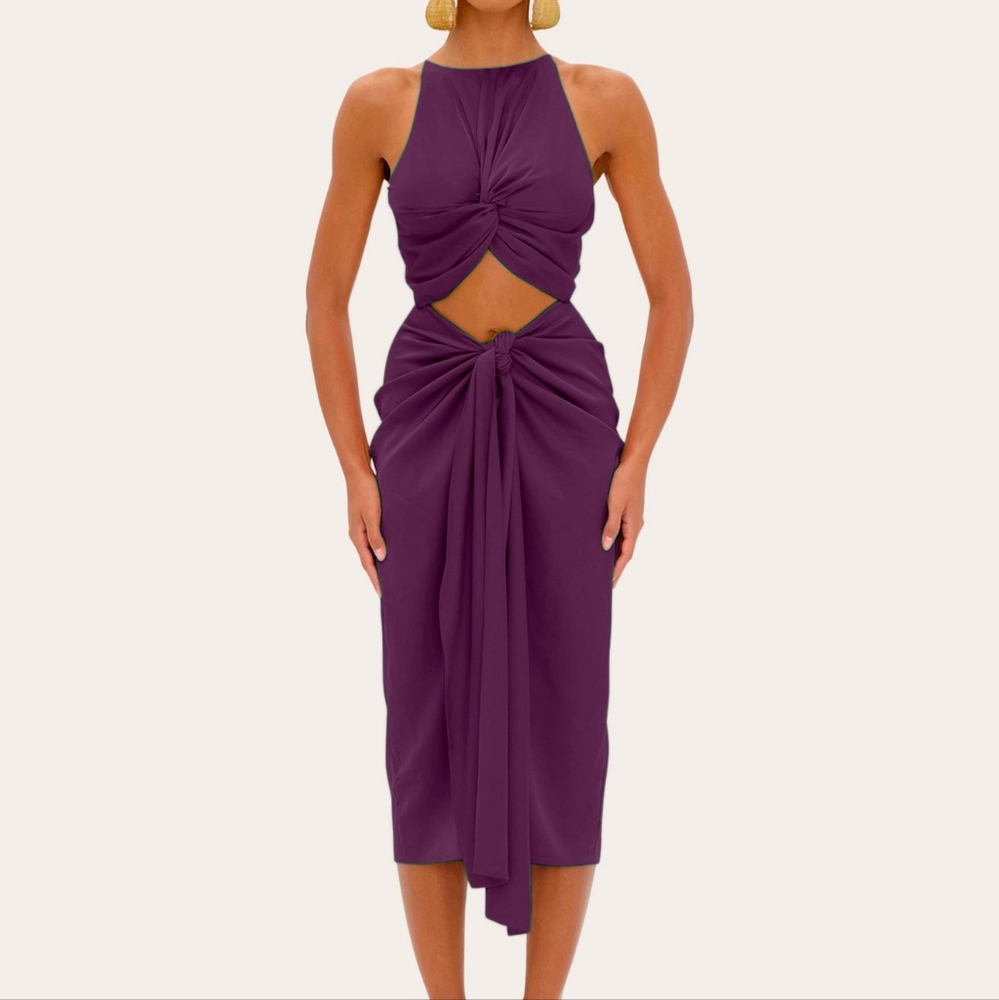 Andrea Iyamah Reni Midi Dress xs plum